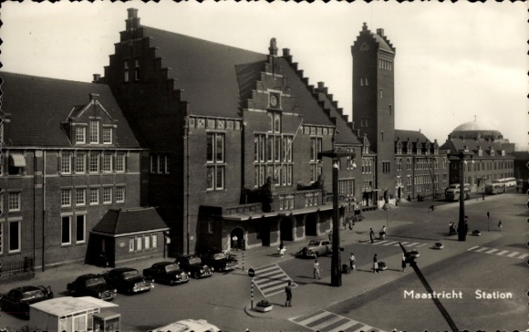 Postcard Maastricht-Limburg Netherlands, train station