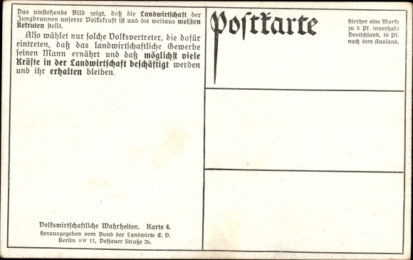Postcard Ratio of recruits fit for the military in the big city and in the country], Berlin
