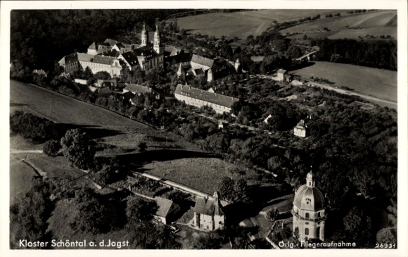 Postcard Schöntal an der Jagst Württemberg, Schönthal Monastery, aerial photograph