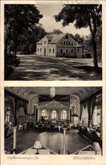 Postcard Seifhennersdorf in Upper Lusatia Saxony, Restaurant Waldschlösschen, Hall