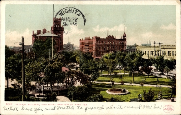 Ak El Paso Texas de V.S., Federaal Gebouw, Hotel Sheldon
