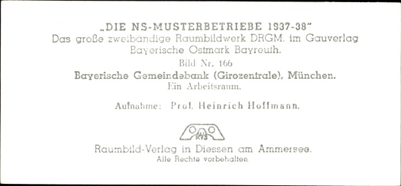 Stereo spatial image The NS model companies 1937-38 No. 166, Bayerische Gemeindebank Munich