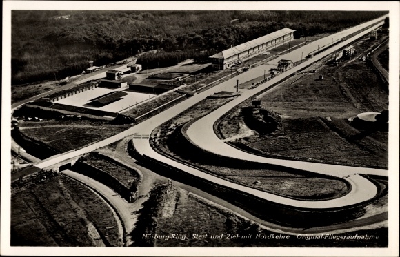Postcard Adenau, aerial photo, Nürburg Ring, start and finish with north bend