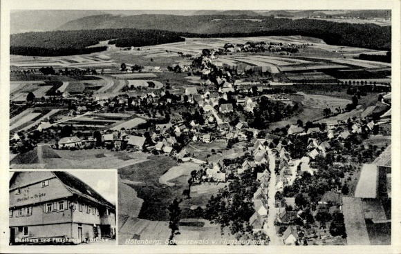 Ak Rötenbach Alpirsbach im Schwarzwald, Luftansicht, Gasthaus, Fachwerkhäuser, ländliche Umgebung