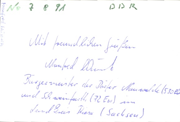 Photo politician Manfred Wünsch, mayor, autograph