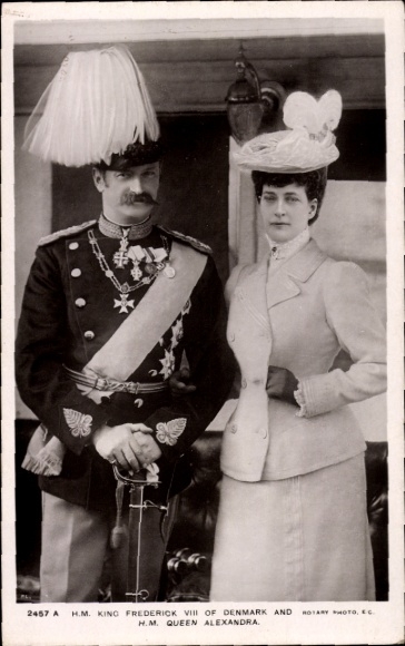 Ak König Frederik VIII von Dänemark, Queen Alexandra