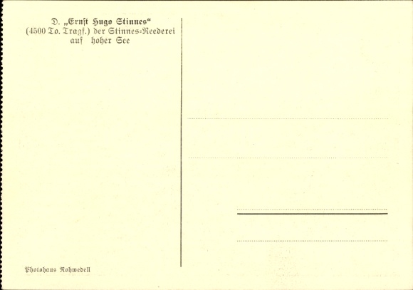 Picture steamer Ernst Hugo Stinnes on the high seas, Stinnes Shipping Company