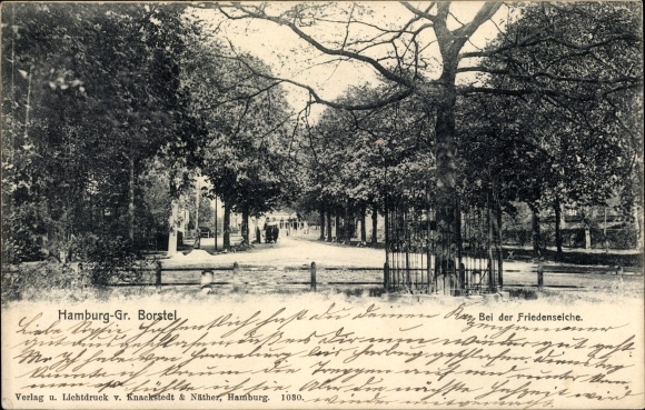 Postcard Hamburg Groß Borstel, near the Friedenseiche