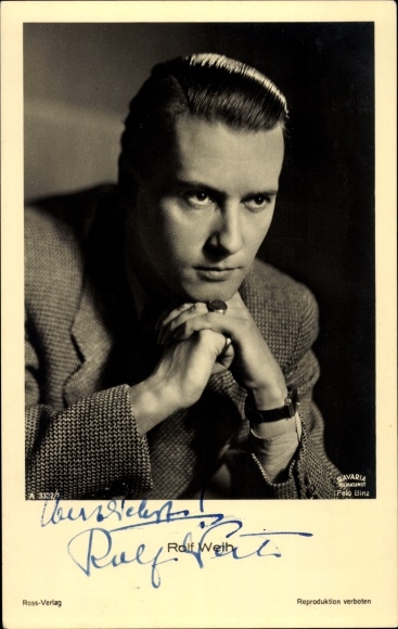 Postcard actor Rolf Weih, portrait, Ross 3322/1, autograph