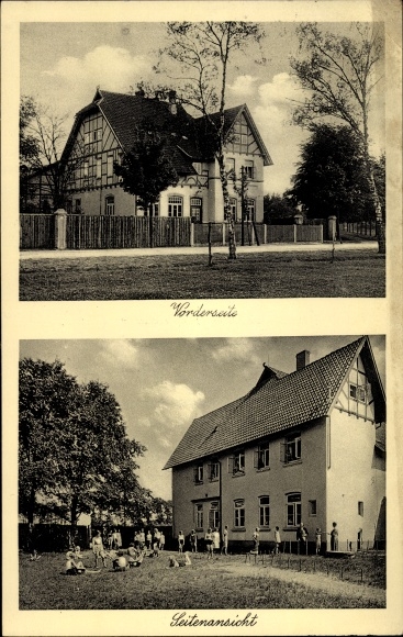 Postcard Hambühren in Lower Saxony, Landheim Sophienschule, front side, side view
