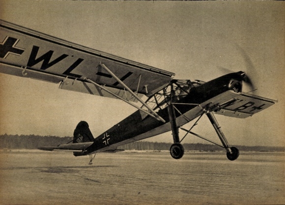 Postcard German Air Force, Fieseler Fi 156 Storch, liaison aircraft