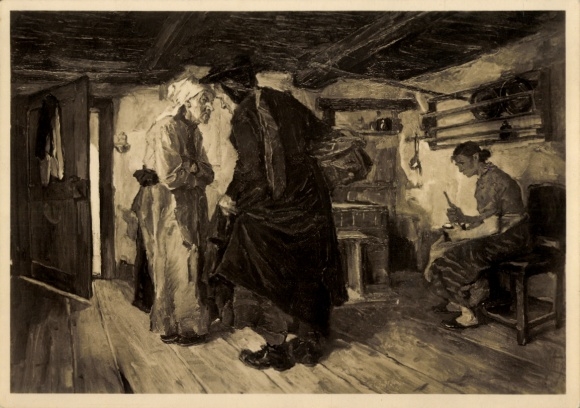 Artist Postcard Best, Hans, Visit from Away, HDK 434, Farmhouse, Kitchen
