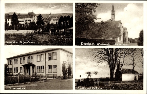 Ak Dernbach im Westerwald, Sanatorium St Josefshaus, Mutterhaus, St Agneshaus, Kapelle