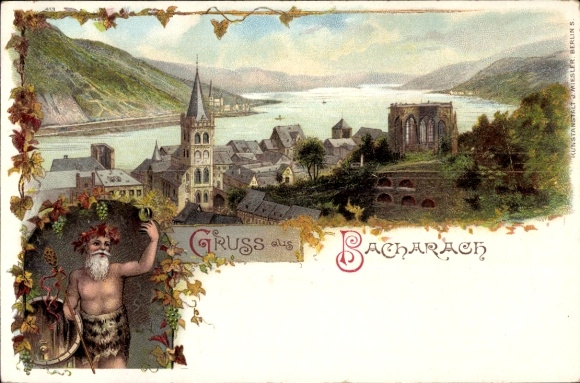 Chromo-Litho Bacharach on the Rhine, general view