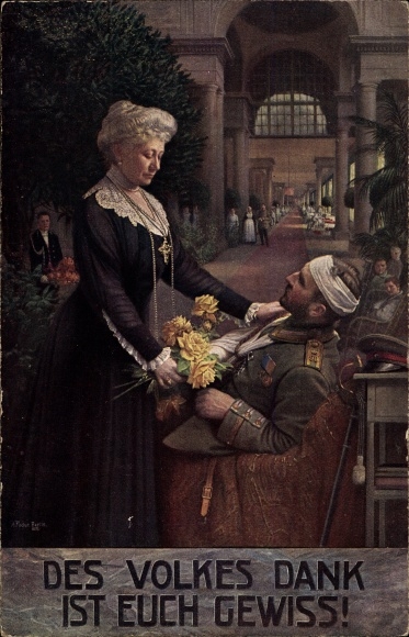 Artist PC Fischer, The people&#39;s thanks are certain, Empress Auguste Viktoria visits a war veteran