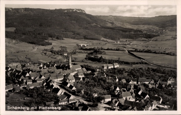 Postcard Schömberg, village with Plettenberg