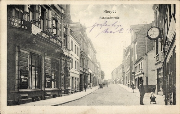 Postcard Rheydt Mönchengladbach on the Lower Rhine, Bahnhofstraße, Union Bier