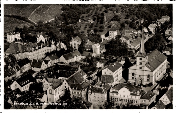 Postcard Bensheim an der Bergstraße Hessen, aerial photograph