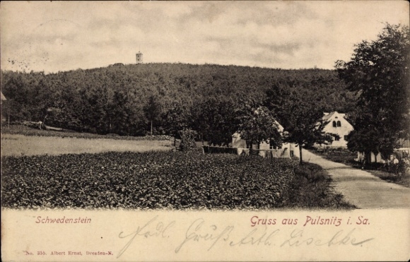 Postcard Pulsnitz Saxony, Schwedenstein