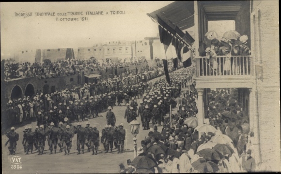Ak Tripolis Tripoli Libyen, Tripoli Italiana, Ingresso trionfale delle truppe Italiane 1911