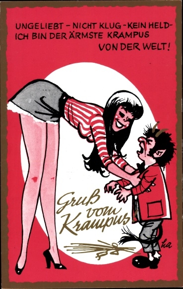 Artysta KP Krampus, niekochany, nie mądry, nie bohater, brunetka w minispódniczce, nogach, piersiach