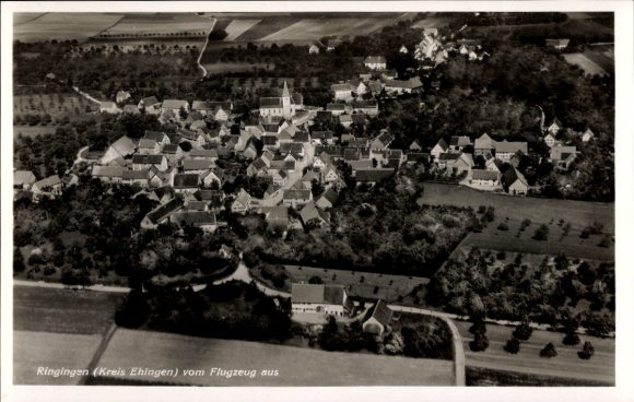 Postcard Ringingen Erbach in Württemberg, aerial photograph