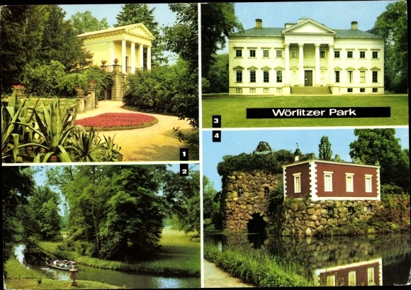 Ak Oranienbaum Wörlitz in Anhalt, Wörlitzer Park, Floratempel, Gouden Urn, Kasteelmuseum, steen