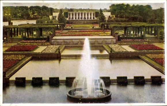 Ak Essen im Ruhrgebiet Nordrhein Westfalen, Gr. Fontäne, Rosencafé, Reichsgartenschau 1938