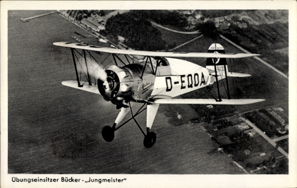 Postcard training single-seater Bücker Jungmeister, fighter aircraft, Luftwaffe