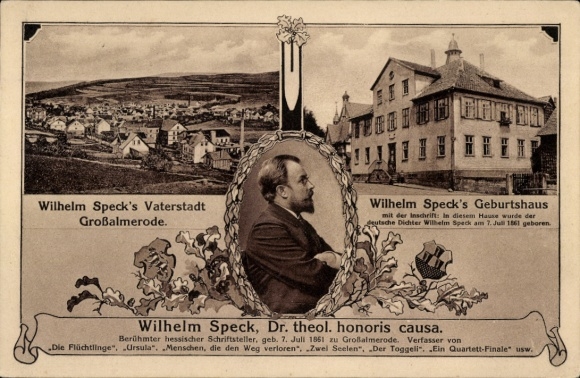 Postcard Großalmerode in Hessen, Wilhelm Speck's birthplace, writer