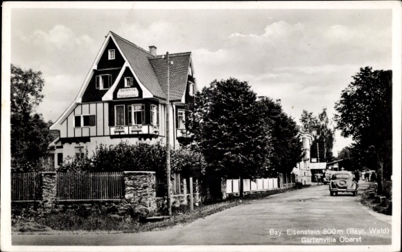 Ak Bayerisch Eisenstein im Bayrischen Wald Niederbayern, Gasthof Oberst, Straßenansicht,