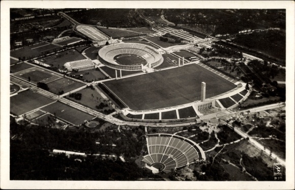 PC Berlin Charlottenburg Westend, aerial photograph, Reichssportfeld, stadium, Dietrich Eckardt stage