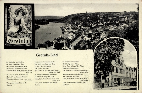 Song Postcard Vallendar am Rhein, total view, Weinhaus Gretula