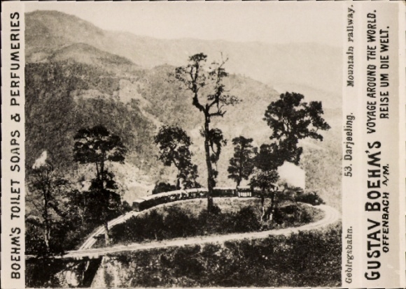 Photo Darjeeling India, mountain railway, advertising Boehm's Toilet Soap