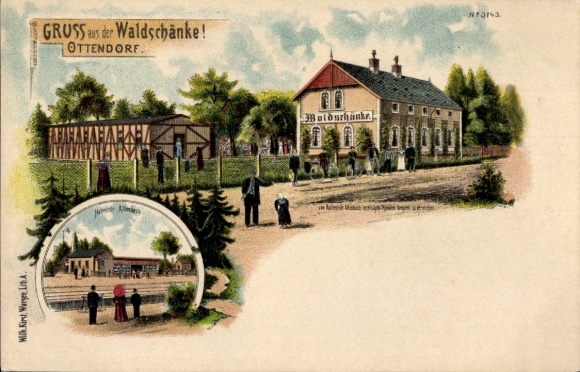 Chromo-Litho Mark Ottendorf Bennewitz Saxony, Gasthaus Waldschänke