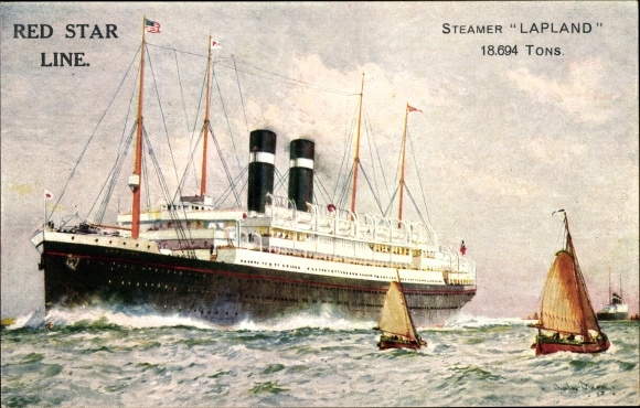 Artist PC Steamer Lapland, Red Star Line, RSL, steamship