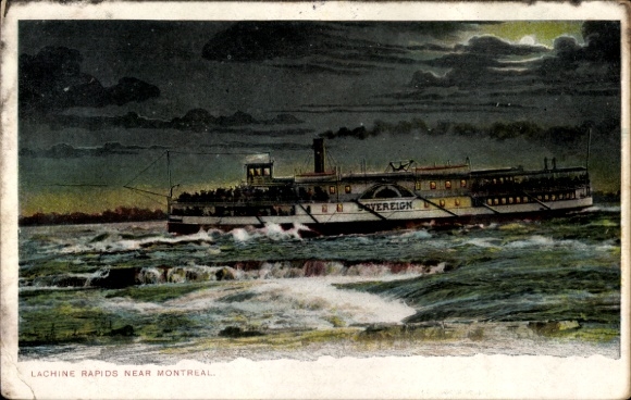 Künstler Ak Lachine Rapids near Montreal, Dampfer