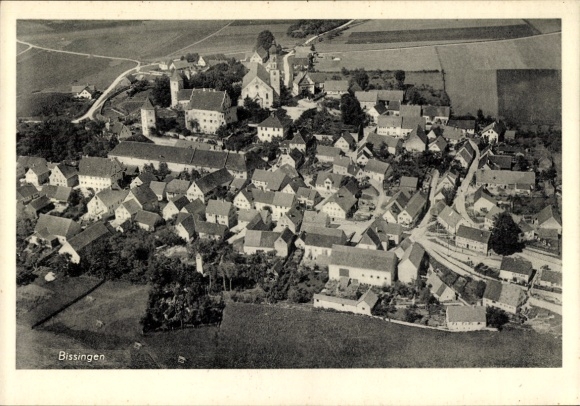 Postcard Bissingen an der Teck, aerial photograph