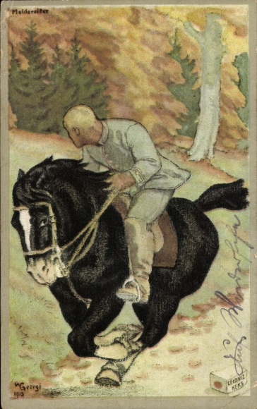 Artist Postcard Georgi, W., Meldereiter, Leibniz Biscuit, Advertising