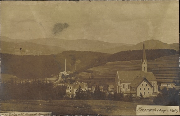 Foto Ak Teisnach in Niederbayern, Panorama, Kirche