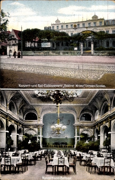 Postcard Dresden Strehlen, Gasthof Goldne Krone, Concert and Ballroom