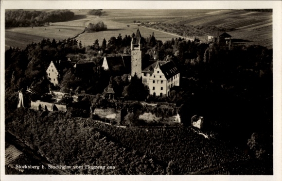 Postcard Stocksberg Beilstein in Württemberg, aerial photograph, Gasthof zur Sonne