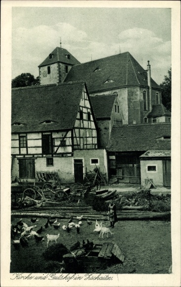 PC Zschaitz Ottewig in Sachsen, estate and church, animals