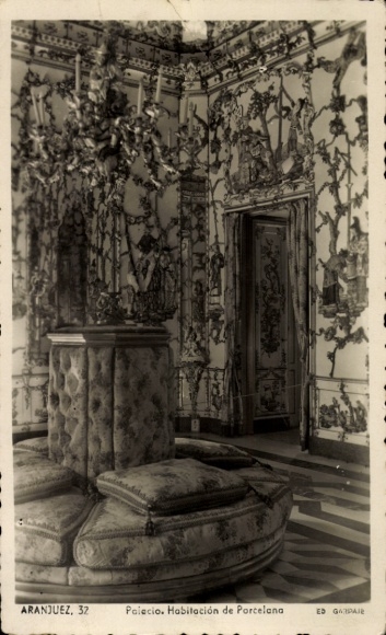 Ak Aranjuez Madrid Spanien, Porzellanzimmer, Wandverzierungen, Möbel,  Einrichtung