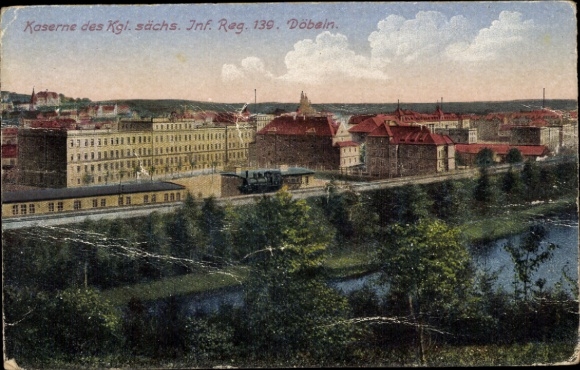 Ak Döbeln in Sachsen, Kaserne des Kgl. sächs. Inf. Reg. 139,  Architektur, Stadtansicht