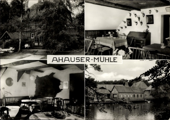 Postcard Ahausen District of Rotenburg, Restaurant Ahauser Mühle, Owner M. Schermer
