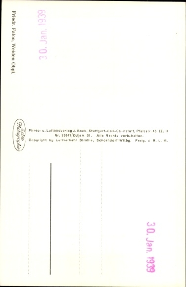Postcard Weiden in der Oberpfalz, aerial photograph