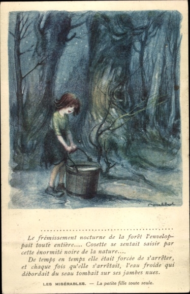 Kunstenaar Ak Poulbot, Francisque, Les Misérables, La petite fille toute seule