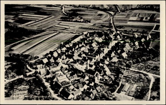Postcard Bieberehren in Lower Franconia, aerial photograph