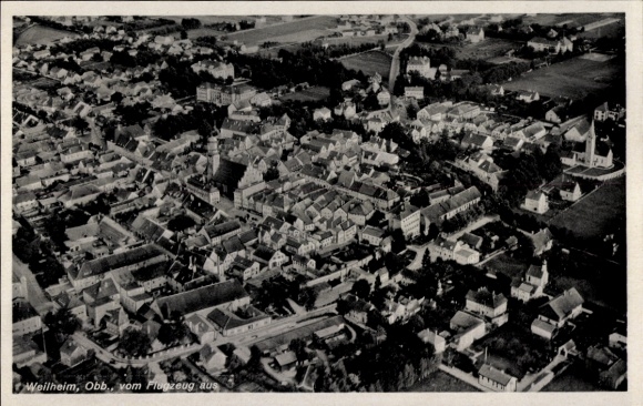 Postcard Weilheim Upper Bavaria, aerial photograph